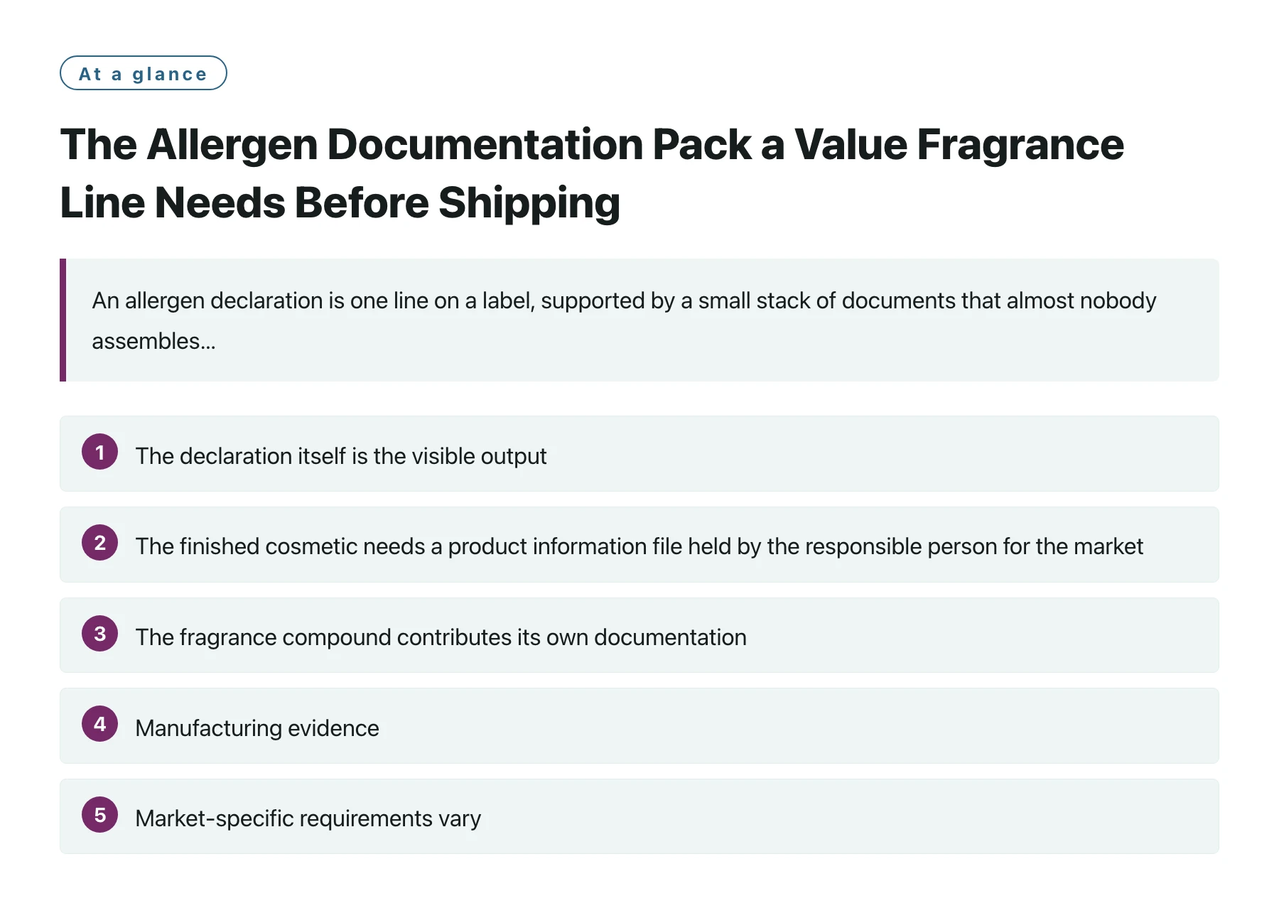 The Allergen Documentation Pack a Value Fragrance Line Needs Before Shipping——全文要点速览